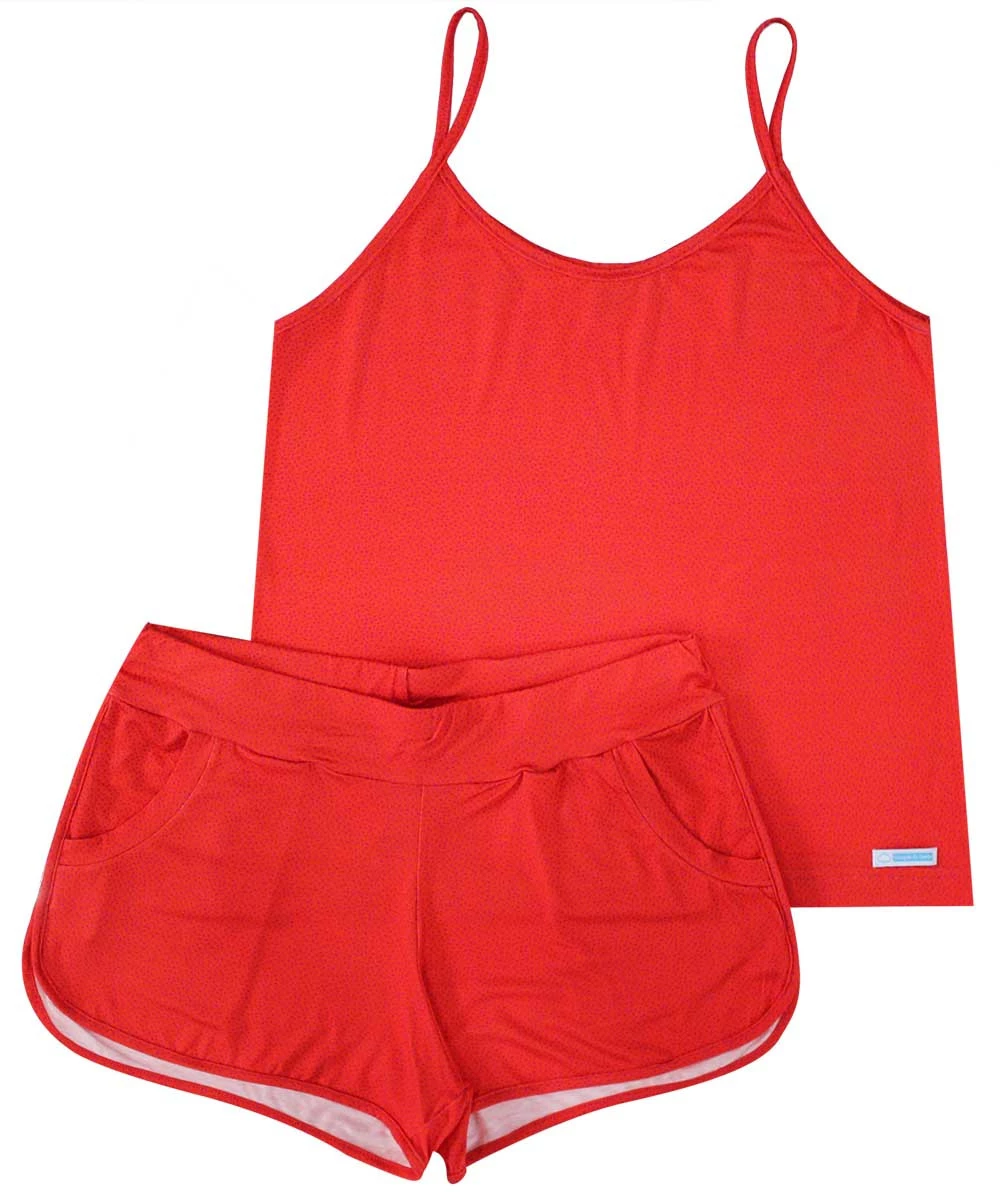 Pijama Feminino Curto Laranja Dot