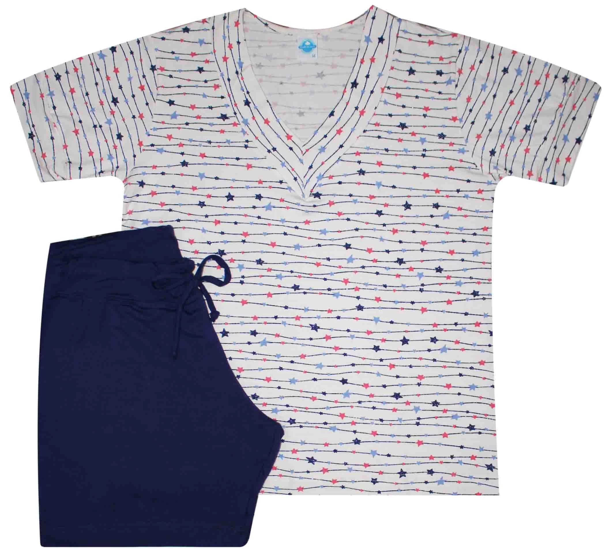 Pijama Feminino Curto Estrelado