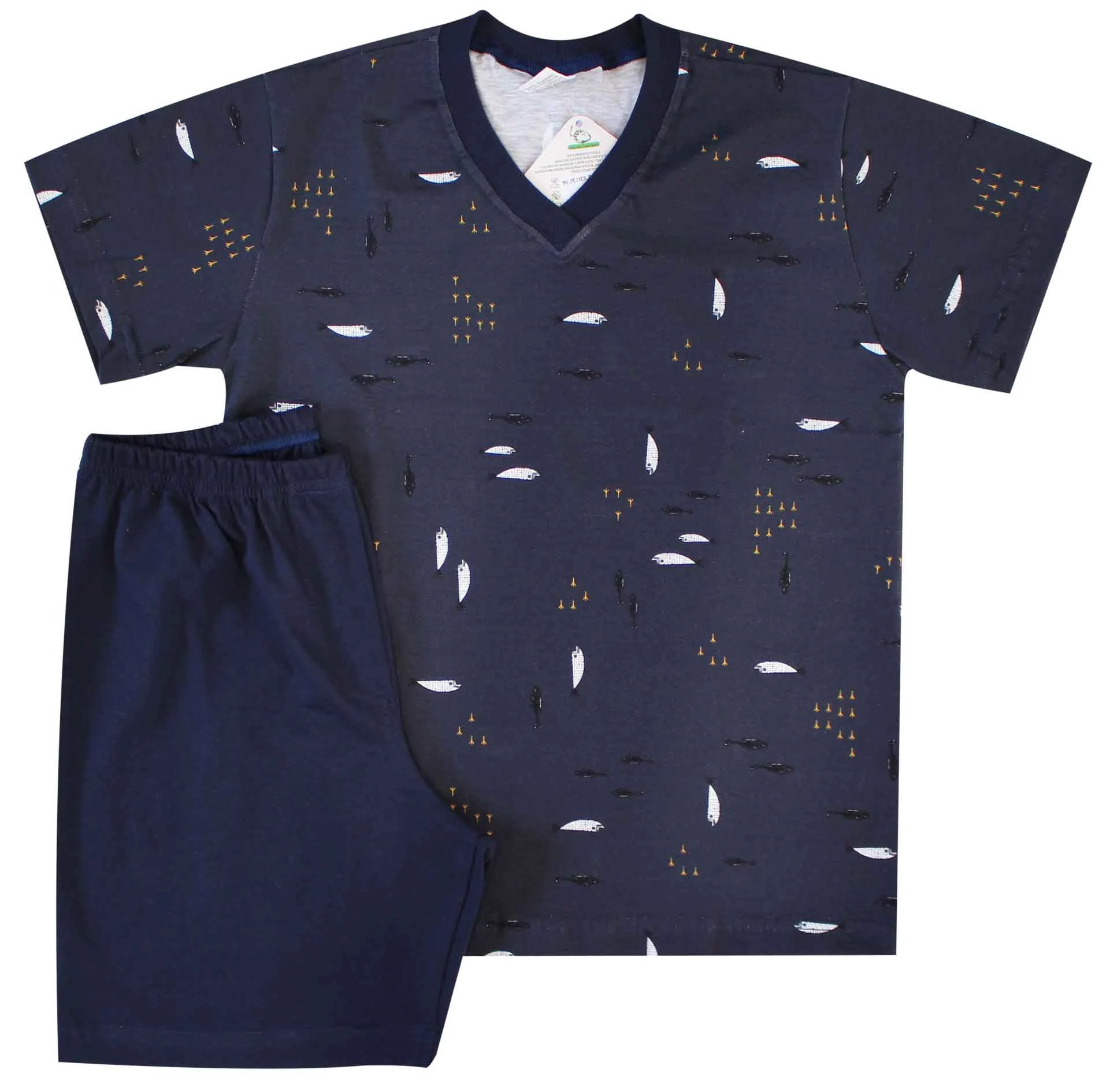 Pijama Masculino Curto Peixes