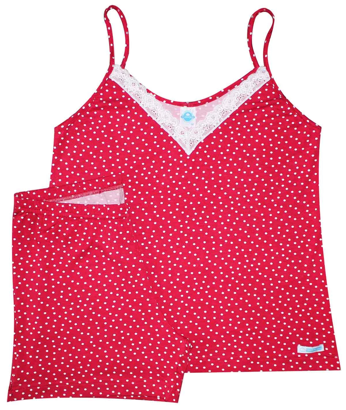 Pijama Feminino Curto Poá Vermelho