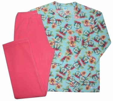 Pijama Feminino Longo Floral Azul