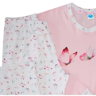 Pijama Longo Borboletas Adulto