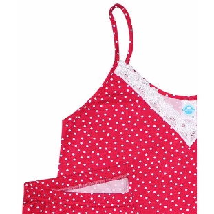 Pijama Curto Feminino Poá Vermelho