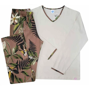 Pijama feminino longo de algodão Jasmim